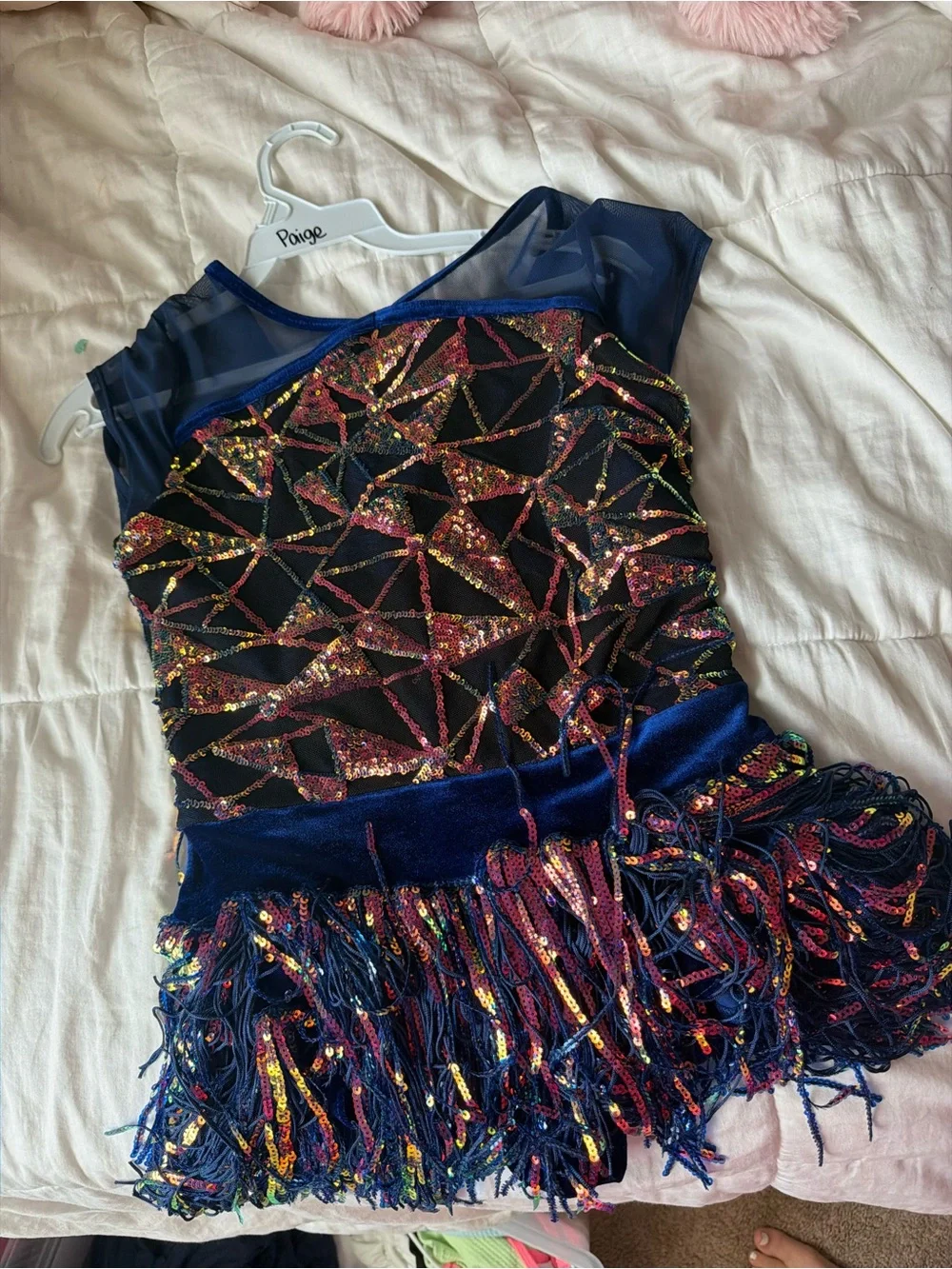 Weissman Dark Blue Fringe Jazz Costume Worn Twice